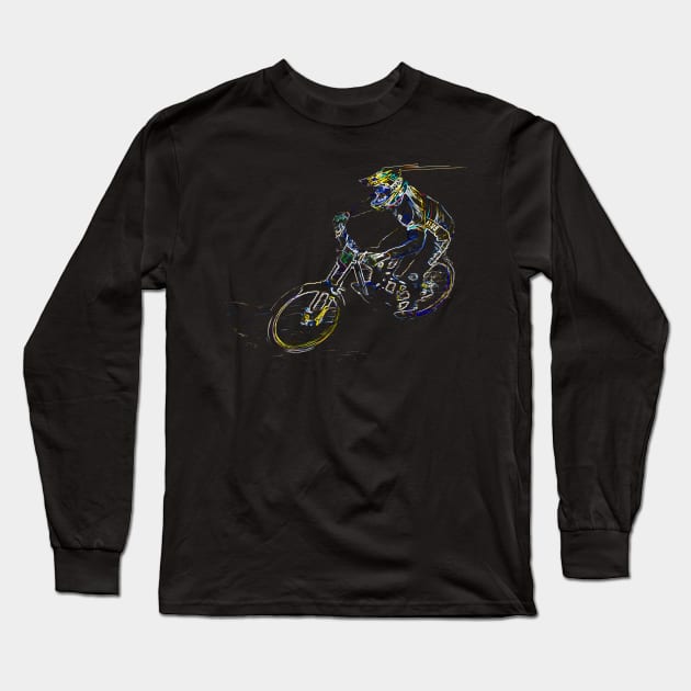 mtb downhill Long Sleeve T-Shirt by rickylabellevie